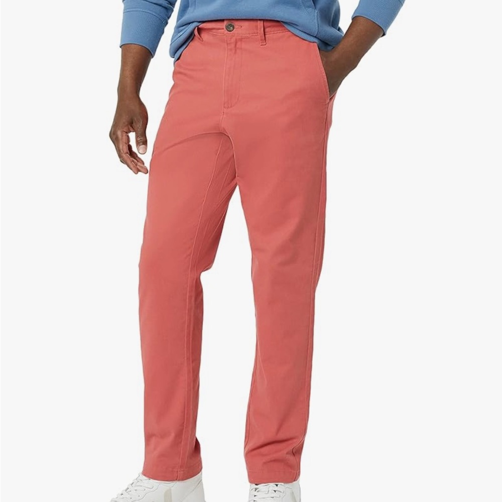 Amazon Essentials Men's Athletic-Fit Casual Stretch Chino Pant Washed Red 32x34